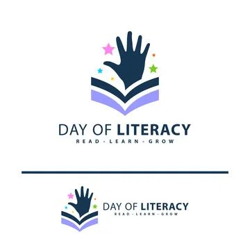 Book Star with Hand logo vector template. Creative Book Hand with Star logo.. Stock Illustration