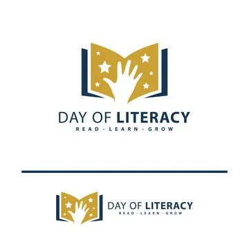 Book Star with Hand logo vector template. Creative Book Hand with Star logo.. Ilustração Stock