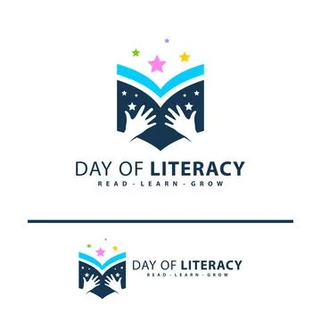 Book Star with Hand logo vector template. Creative Book Hand with Star logo.. Illustrazione stock