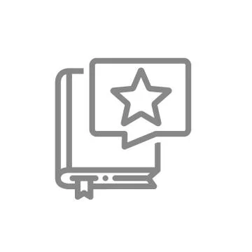 Book with star in speech bubble line icon. Good literature, best choise Stock Illustration