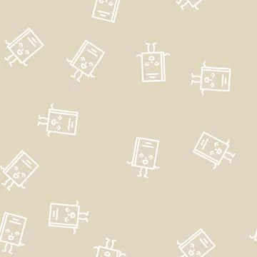 Book stationery character line vector seamless pattern Illustrazione stock