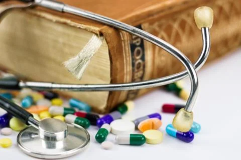 Book with stethoscope Stock Photos