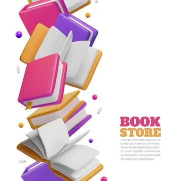 Book store 3D style vector poster design, books, literature, dictionaries and Stock Illustration