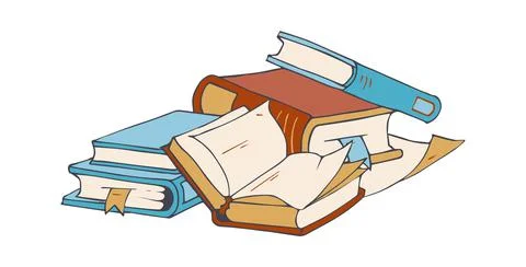 Book store elements. Sketch books, blank paper sheets. Doodle vintage reading Stock Illustration
