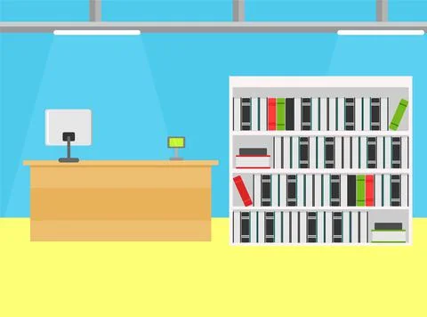 Book store interior vector background Stock Illustration