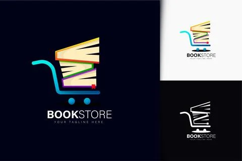 Book store logo design with gradient Stock Illustration