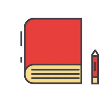 Book, study, learn, library, e-book, bookstore concept. Line vector icon. Edi Stock Illustration