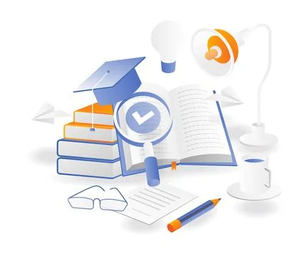 Book supplies on the study table Stock Illustration