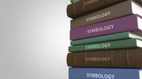 Book with SYMBOLOGY title, 3D rendering Illustrazione stock