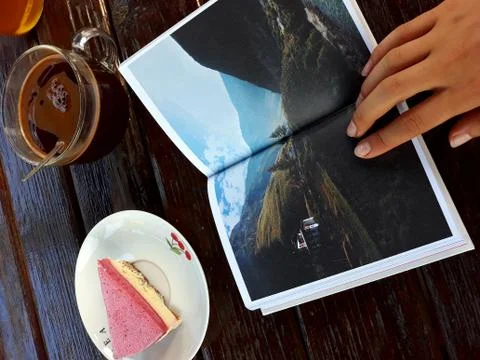 Book on the table and coffee 写真素材
