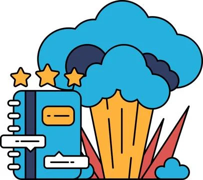 A book is on a table next to a cloud of smoke Stock Illustration