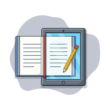 Book on Tablet Vector Illustration. Ebook Concept Design Illustrazione stock