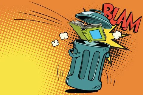Book thrown in the trash Stock Illustration