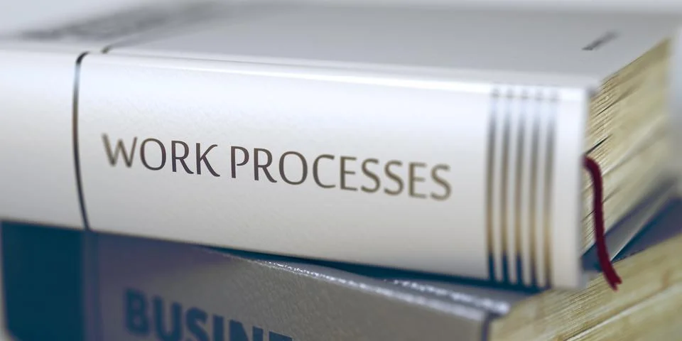 Book Title on the Spine - Work Processes. 3D Stock Illustration