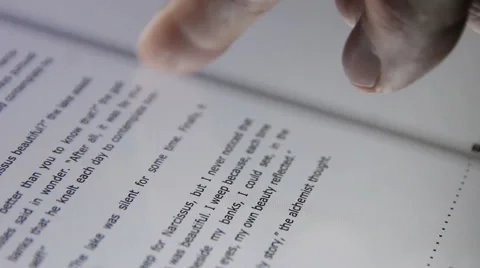Book on a touch screen tablet computer. (5) w/ highlighting Stock-Footage 3169523