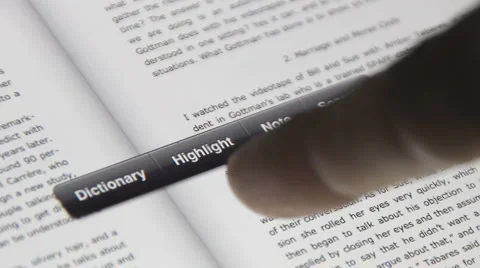 Book on a touch screen tablet computer. (11) w/ highlighting 스톡 동영상 3278917