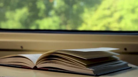 Book On The Train Video stock 159539745