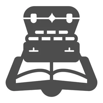 Book, treasures box solid icon, children book day concept, open book vector sign Stock Illustration