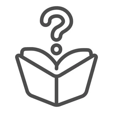 Book under question line icon, children book day concept, question mark vector Ilustração Stock