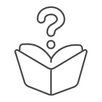 Book under question thin line icon, children book day concept, question mark Ilustração Stock