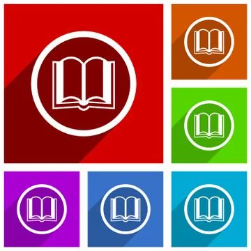 Book vector icons. Flat design colorful illustrations for web designers and m Stock Illustration