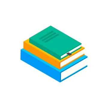 Book vector isometric stack school illustration icon. Children books flat Stock Illustration