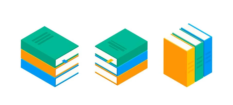 Book vector isometric stack school illustration icon. Children books flat Illustrazione stock