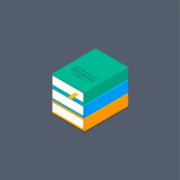 Book vector isometric stack school illustration icon. Children books flat Stock Illustration