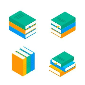Book vector isometric stack school illustration icon. Children books flat 스톡 일러스트