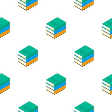 Book vector isometric stack school seamless illustration icon. Children books Illustrazione stock