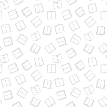 Book vector minimal seamless pattern in thin line style Stock Illustration