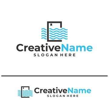 Book water logo design vector template, Creative book water waves logo conc.. Stock Illustration