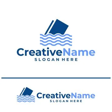 Book water logo design vector template, Creative book water waves logo conc.. Stock Illustration