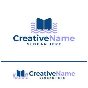 Book water logo design vector template, Creative book water waves logo conc.. 스톡 일러스트