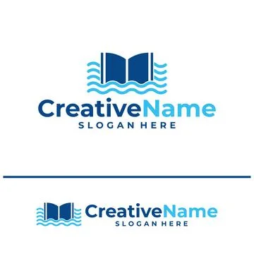 Book water logo design vector template, Creative book water waves logo conc.. Stock Illustration