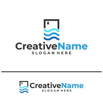Book water logo design vector template, Creative book water waves logo conc.. Stock Illustration