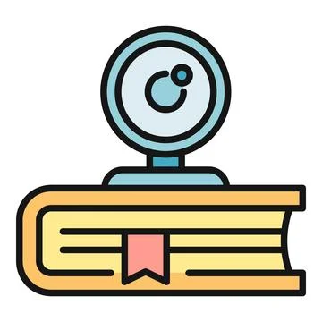 Book with webcam for remote online learning education イラスト素材