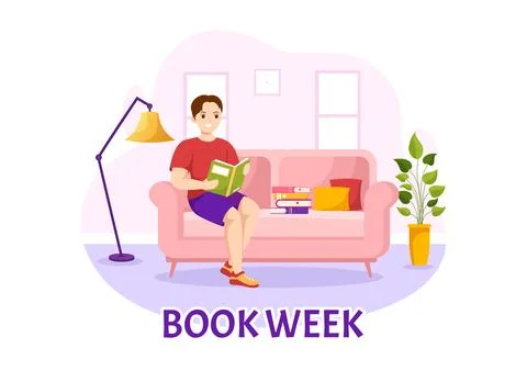 Book Week Events Vector Illustration with People Reading or Students Study .. 스톡 일러스트