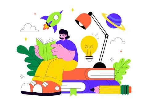 Book Week Events Vector Illustration with People Reading and Students Study.. イラスト素材
