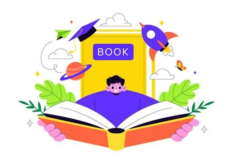 Book Week Events Vector Illustration with People Reading and Students Study.. イラスト素材