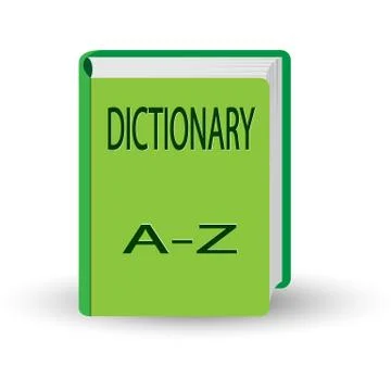 Book with the word DICTIONARY. 3D simulation. Stock Illustration