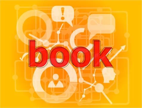 Book word on digital touch screen. education concept . Big set of infographic Stock Illustration