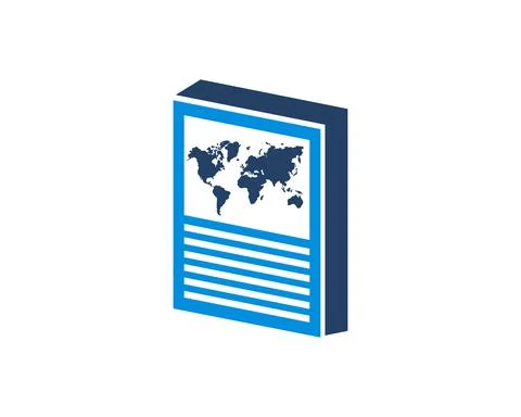 Book with world map knowledge logo Stock Illustration