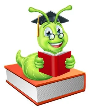 Book Worm Caterpillar Reading Stock Illustration