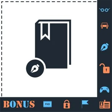 Book write icon flat Stock Illustration
