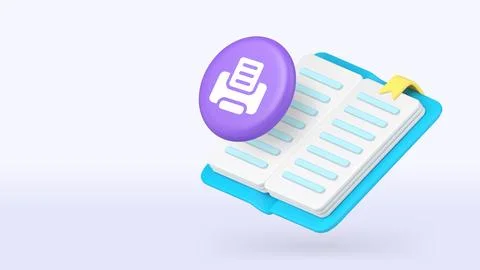 Book writing author diary paperwork business planning 3d icon banner copy s.. Stock Illustration