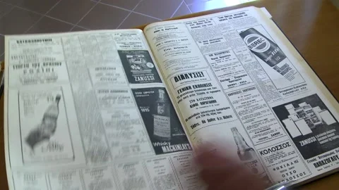 Bookbinded old newspapers in a historical archive Stock Footage 150124742