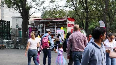 Bookbus in Chapultepec forest Stock Footage 243035571