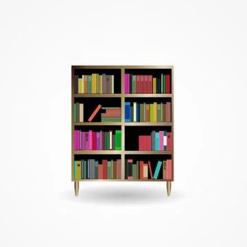Bookcase with Books Icon Vector Illustration Stock Illustration