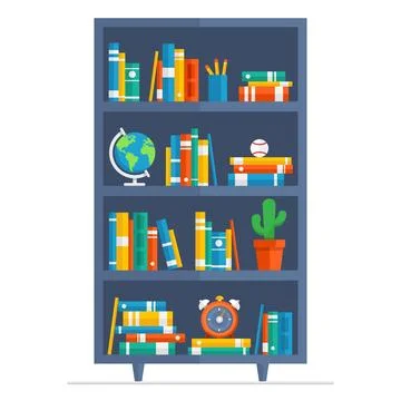 Bookcase with books vector illustration Stock Illustration